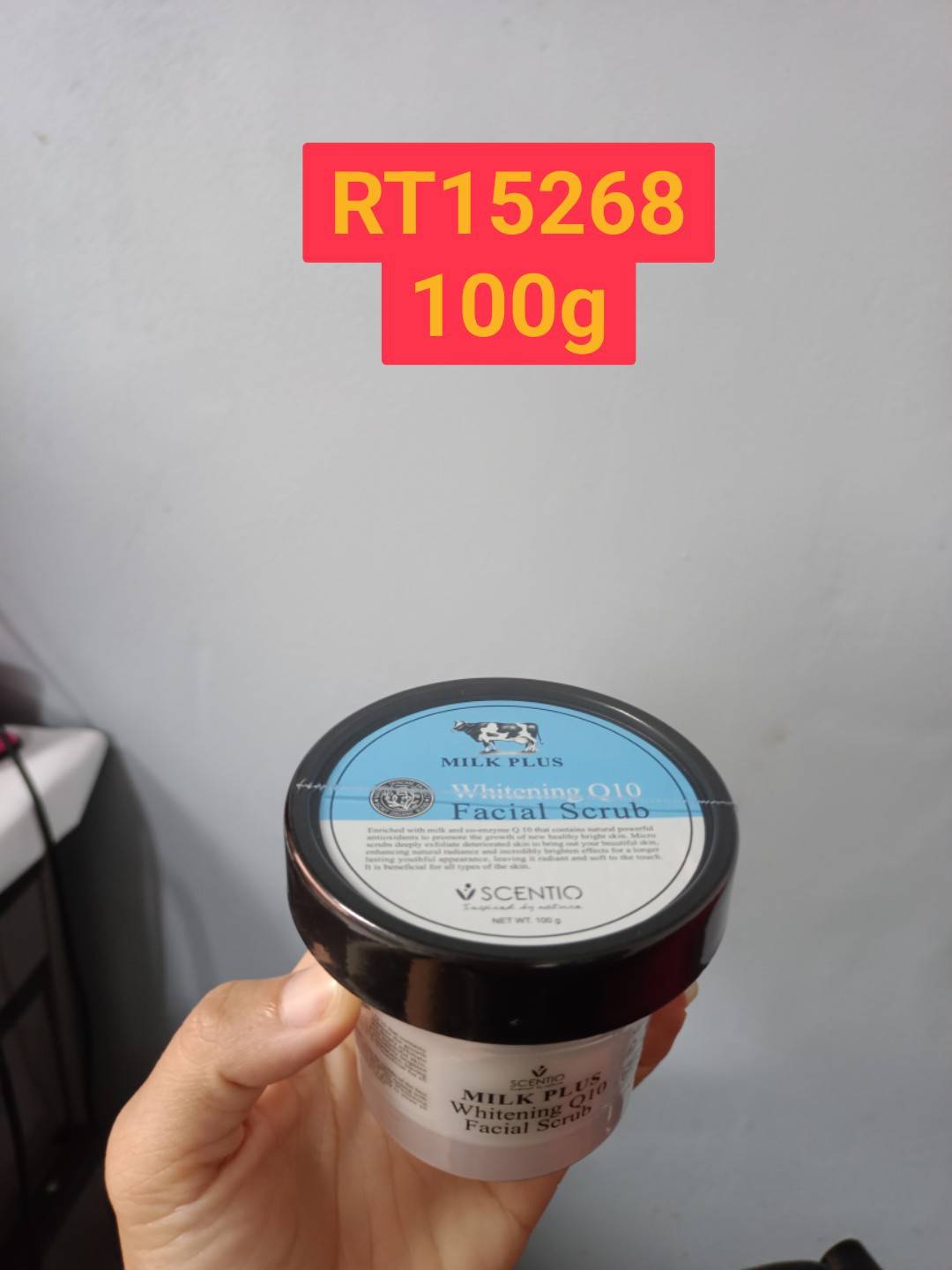 SCENTIO Milk Plus Whitening Q10 Facial Scrub 100g.